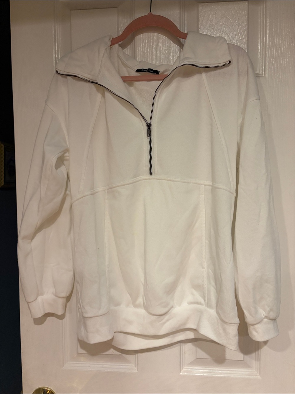 White Half-Zip Pullover Sweatshirt